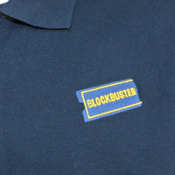 BLOCKBUSTER VIDEO Vintage Employee Uniform Polo Shirt Navy Blue NEW Size XL - Picture 4 of 6